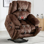 Bonzy Home Power Lift Recliner Chair with Massage and Heating, Lift Chairs Recliner for Elderly, Upholstered Comfy Power Lift Chair with 2 Hidden Cup Holders, Side Pockets, USB Port, Brown