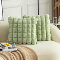 Neelvin Green Faux Fur Cozy Soft Plaid Decorative Throw Pillow Covers 16x16 inch Set of 2,Velvet Pillowcase Cushion Case for Sofa Couch