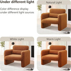 Modern Accent Single Sofa Chair with Arms, Lamb Fabric Upholstered Comfy Reading Arm Chair for Bedroom, Living Room-Beige
