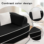 135" Modular Sectional Couch, 4-Seater with Throw Pillows Modern Teddy Fabric Foam Boneless Sofa for Living Room, Oversized with Deep Seat, No Assembly Required,Black