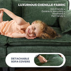ELUCHANG 113" Modular Sectional Sofa, Comfy Cloud Couch, L Shaped Deep Seat Sofa Couches for Living Room, 4-Seater Modern Sofa with Movable Ottoman, DIY Combination - Chenille Olive Green