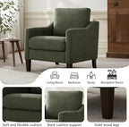 VKNOW Mid Century Modern Accent Chair, Upholstered Living Room Chairs Armchair for Bedroom, Comfy Reading Accent Chairs with Wood Legs for Living Room (2, Green)