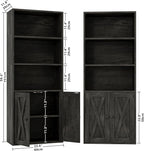 IRONCK Industrial Bookshelves and Bookcases with Doors 11.8 in Depth Set of 2 Floor Standing 5 Shelf Display Storage Shelves Bookcase Home Decor Furniture for Home, Office, Living Room, Bedroom