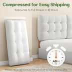 Tufted Upholstered King Headboard, Adjustable Height King Size Headboard Only from 39”to 44” with Durable Solid Wood Legs, Modern Button Diamond Fabric Head Board with Width Adapters, Beige