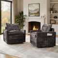 Swivel Accent Chair Set of 2, Modern Sofa Chairs for Living Room, Plush Upholstered Cloud Chair with Double Layer Thick Cushions, Bedroom Reading Nook Armchair, Gray