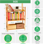 GOGOGO Expandable Bamboo Bookshelf - No Assembly & Modular, Bamboo 3-Tier Shelf & Ladder Shelf, Eco-Friendly Small Bookcase for Home Office- Useful Home & Housewarming Gift(Natural, 11.8" H(3 Tier))