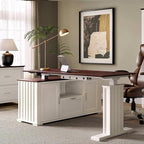 EUREKA ERGONOMIC 60x26 Executive Standing Desk with File Cabinet Drawers,L Shaped Adjustable Height Desk Home Office Computer Desk with Storage