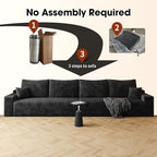 140.2" Cloud Modular Black Sofa, 4-Seater Upholstered Couches for Living Room, Modern Minimalist Deep Seat Boneless Couch, No Assembly Required, Plush Corduroy Fabric