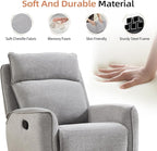 INZOY Nursing Rocking Chair Recliner, Swivel Rocker Recliner, Swivel Glider Rocking Recliners with Soft Backrest, Chenille Fabric Manual Reclining Sofa for Living Room Bedroom Apartment, Grey