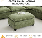 35‘’ Modern Chenille Cloud Sofa Ottoman,Rectangle Ottoman for Modular Sectional Sofa, Green