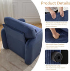 Corduroy Fabric Accent Chairs Set of 2, Modern Upholstered Living Room Chairs with Lumbar Pillow, Wide Comfy Leisure Armchair for Bedroom, Office, Reading, Blue