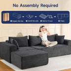 2025 New 108" Cloud Couch Sectional, Modular Sectional Sofa with L-Shaped Chaise, Deep Seat Sectional Modular Couch for Living Room, No Assembly Required (Gray, Chaise Ottoman)