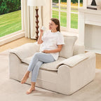 Hobestluk Cloud Single Sofa Memory Foam Couch with Deep Seat L Shaped Sofa with Removable Cover Large Couch for Living Room (Beige, Single Sofa)