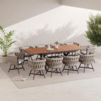 Grand patio 11-Piece Outdoor Dining Set for 10, Patio Dining Furniture Set for 10 Swivel Rope Wicker Chairs & 1 Extendable Rectangular Dining Table, Light Gray Brown