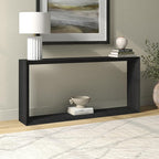 Henn&Hart 64'' Wooden Rectangular Console Table Entryway Table, Sofa Table with Wooden Shelf for Entryway, Living Room, Couch, Hallway, or Office, Black Grain