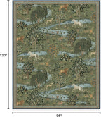 RUGGABLE x Morris & Co Washable Area Rug – Owl & Willow Green 8x10, Stain-Resistant, Non-Slip – Large Machine Washable Rugs for Living Room, Bedroom, Hallway, Entryway & Office–with Standard Pad