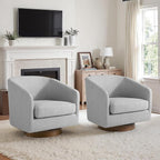 Lumibee Swivel Accent Chairs Set of 2, Chenille Fabric Swivel Barrel Chairs for Living Room, Modern Comfy Upholstered Round Armchairs Single Sofa Chairs for Bedroom, Club-Cool Gray