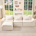 Hobestluk 120" Cloud Modular Sectional Couch 3-Seater Sofa with Ottoman L Shaped Sofa with Removable Cover Large Sofa Couch for Living Room (Beige, 3-Seater Sofa with One Ottoman)