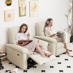 Power Lazy Boy Recliner Chair, Zero Wall Hugger Nursing Recliner for Living Room with USB Port, Lazy Recliners Chair for Adults, Reclining Armchair for Small Space/Bedroom/Apartment (Beige)
