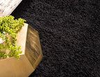 Unique Loom Solid Shag Collection Area Rug (7' 10" x 10' Rectangle, Jet Black)
