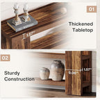 Tribesigns 70.9-Inch Extra Long Console Table with Storage, Narrow Wooden Sofa Table Behind The Couch, Farmhouse 3-Tier Entry Foyer Table for Entryway, Living Room, Hallway, Brown