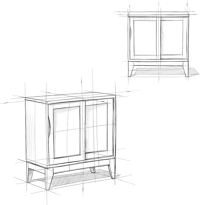 SIMPLIHOME Harper Storage Cabinet - 30 inch Wide Solid Hardwood 2-Shelf Low Console Cabinet in White, Mid-Century Modern Cupboard for Living Room with Sliding Doors and Adjustable Shelves