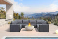 PURPLE LEAF Patio Furniture Set 8 Pieces Outdoor Conversation Sets PP Rope Patio Sofa with Cushions Manual Weaving Deep Seating Furniture for Porch Lawn Backyard Gray