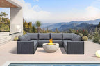 PURPLE LEAF Patio Furniture Set 8 Pieces Outdoor Conversation Sets PP Rope Patio Sofa with Cushions Manual Weaving Deep Seating Furniture for Porch Lawn Backyard Gray
