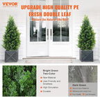 VEVOR Artificial Topiary Cedar Tree, 36 inch Tall (2 Pieces), with Extra Leaves & Pot Faux Evergreen Fake Pine Cypress Trees Plant, UV Rated Artificial Greenery Set for Home Decor Indoor/Outdoor
