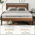 SHA CERLIN 14 Inch King Size Metal Platform Bed Frame with Wooden Headboard and Footboard, Mattress Foundation, No Box Spring Needed, Large Under Bed Storage, Walnut