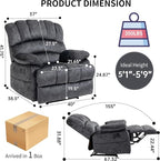 Manual Recliner Chair for Living Room, Single Sofa Recliners for Adults 350LBS, Heavy Duty Reclining Max 155 Degrees, Fabric Dark Gray