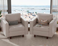 ABCASA Faux Leather Oversized Accent Chair with Storage Deep Seat Single Sofa Large Reading Armchair for Living Room Bedroom Office Whitesand Set of 2