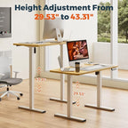 One-Piece Standing Desk 47 x 24 Inches, Small Adjustable Height Desk， Electric Sit Stand Desks Home Office Computer Workstation, Maple