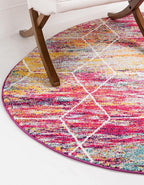 Unique Loom Trellis Frieze Collection Area Rug - Geometric (4' Round, Multi/ Ivory)