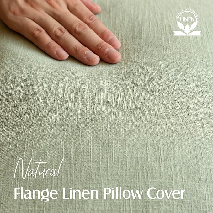 Foindtower Pack of 2, Decorative Linen Solid Throw Pillow Covers Soft Accent Cushion Case Boho Farmhouse Pillowcase for Chair Couch Sofa Bedroom Living Room Home Decor 20 x 20 Inch Light Sage Green