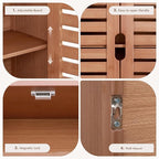 HYNAWIN Bamboo Wall Cabinet, Over Toilet Bathroom Furniture, Wall Mounted Storage Medicine Cabinet with Two Doors & Adjustable Shelves, for Bathroom, Kitchen, Living Room, Walnut, Dark Brown