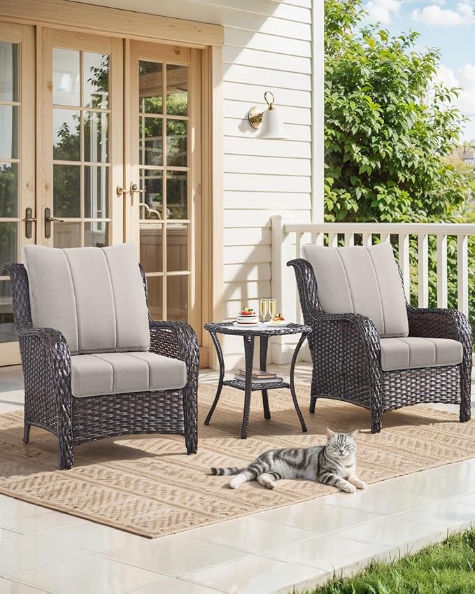 Luxury 24x24x6 Inch Kitty Outdoor Cushions for 5 Peice Patio Furniture Set - Set of 5 Water-Resistant Pillow for Dining Rocking Swivel Chairs Loveseat Couch Sectional Sofa - Beige