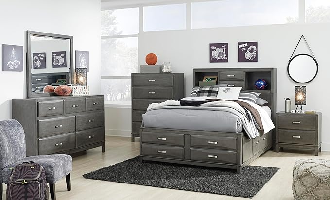 Signature Design by Ashley Caitbrook Contemporary 7 Drawer Dresser with Dovetail Construction, Weathered Gray