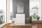 36 White Veneer Bathroom Vanity Flat Door Style RTA Cabinet Base - NITURRA Moderno Series 36 W x 21 D x 34.5 H