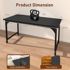 StarGraph Modern Computer Desk 55 Inch Large Office Desk with Carbon Fiber Desktop Home Office Desks with Sturdy Metal Frame Gaming Study Writing Work from Home Desks, Black