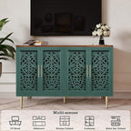 ARTPOWER 47.8" Accent Cabinet with 4 Doors, Vintage Hollow Carving Buffet Cabinet, Sideboards and Buffets with Storage, Credenza for Living Room, Kitchen, Dining Room, Entryway, Hallway, Green