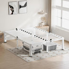 18 Inch King Size White Bed Frame, 3500Lbs Heavy Duty Metal Platform with Round Corner Legs Mattress Slide Stopper, Steel Slat Support No Box Spring Needed, Noise Free, Non-Slip, Easy Assembly