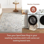nuLOOM 5'3" x 7'6" Machine Washable Stain-Resistant Area Rug Medium Profile for Living Room, Bedroom, and Dining Room, Cady Blue