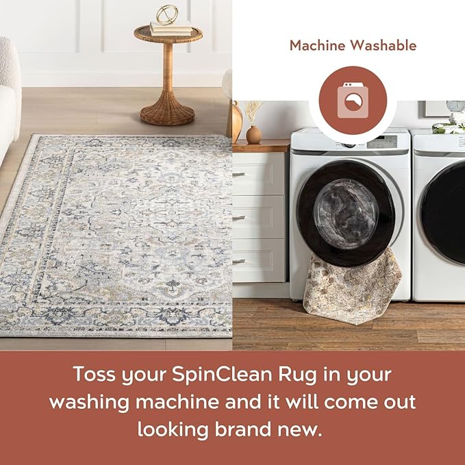 nuLOOM 10' x 14' Machine Washable Stain-Resistant Area Rug Medium Profile for Living Room, Bedroom, and Dining Room, Cady Blue