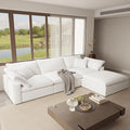 Oversize Cloud Modular Sectional Sofa,110.8" L Shape 3 Seaters with Chaise Down Filled Comfort Sofa Detachable Couch Cushion Covers for Living Room,White