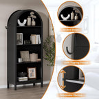 70" Tall Arched Shoe Cabinet, 7-Tier Shoe Rack with 3 Adjustable Shelves, Large Freestanding Shoe Organizer for Entryway, Closet, Hallway, Living Room (Midnight Black)