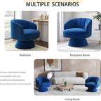 Swivel Accent Chair Set of 2,Upholstered Velvet 360° Swivel Barrel Chair for Living Room Overstuffed Bouncle Reading Chair Round Armchair for Bedroom,Vanity,Office (Navy)