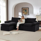 113.03" Sectional Couches for Living Room Modern Modular Sofa with L-Shape Couchs Upholstered Corduroy Boneless Couch Deep Seat Cloud Couch with Ottoman, No Assembly Required, Black