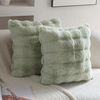 Neelvin Green Faux Fur Cozy Soft Double-Sided Decorative Throw Pillow Covers 12x20 inch Set of 2,Velvet Pillowcase Cushion Case for Sofa Couch