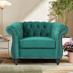 2 Piece Living Room Furniture Set, Velvet Loveseat and Chair Set, Mid Century Modern Upholstered Sofa Couch with Cushions, Comfy Tufted Chesterfield Couches for Living Room, Bedroom, Office